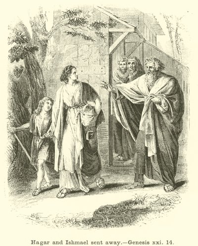 Hagar a Ismael poslali pryč, Genesis, xxi, 14 od English School