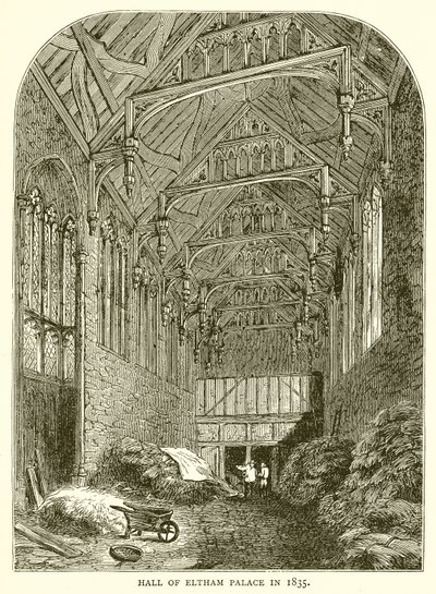Hall of Eltham Palace v roce 1835 od English School