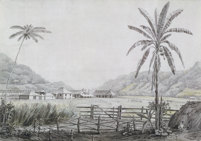 Halse Hall, Jamajka, cca 1780 (wc a grafit na papíře) od English School