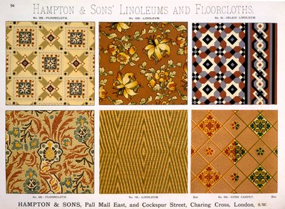 Hampton & Sons Designs for Linoleum and Floorcloths, pozdní C19th od English School