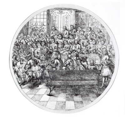 Händel diriguje oratorium, asi 1740 od English School