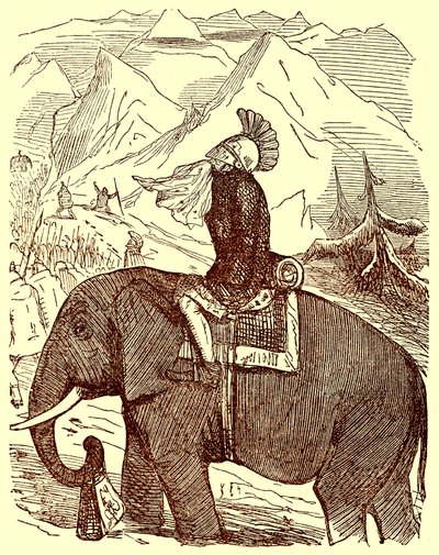 Hannibal Crossing the Alps, ilustrace z Komiksové historie Říma od Gilberta Abbotta a Becketta, vydané kolem roku 1850 (digitálně vylepšený obrázek) od English School
