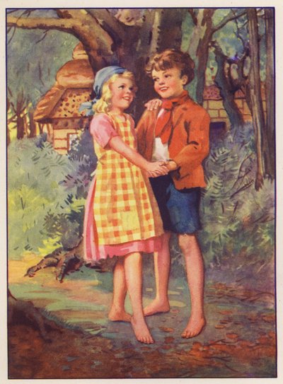 Jeníček a Mařenka (barevná litografie) od English School