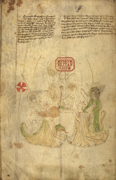 Harley 318, f.8v Jindřich VI., anglický král, a jeho manželka Markéta z Anjou, ilustrace z „Historie a genealogie králů...Anglie“ (vellum) od English School