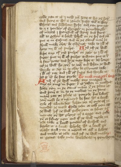 Harley MS 2378 Lékařské a kulinářské recepty, cca 1395 (inkoust na pergamenu) od English School