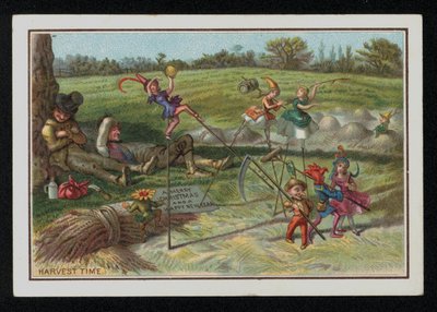 Čas sklizně, vánoční přání. (chromolitho) od English School