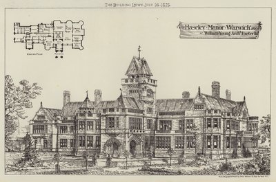 Haseley Manor, Warwick (rytina) od English School