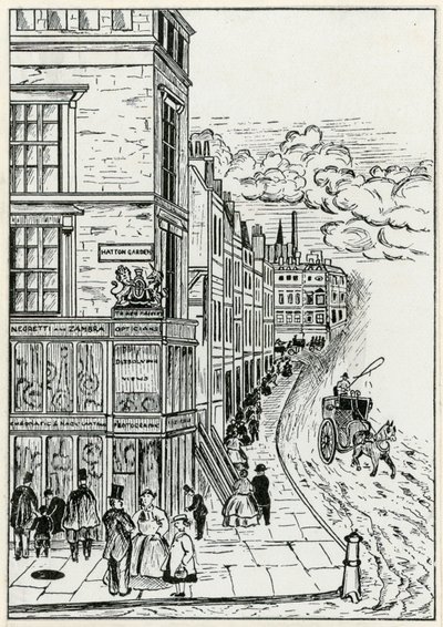 Hatton Garden a Holborn, 1866 od English School
