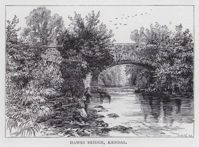 Hawes Bridge, Kendal (rytina) od English School