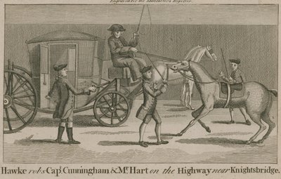 Hawke okradl kapitána Cunninghama a pana Harta na dálnici poblíž Knightsbridge od English School