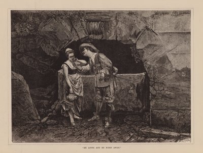 "Miluje a odjíždí" (rytina) od English School