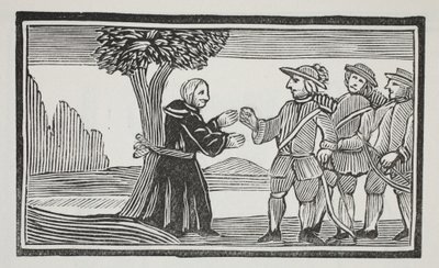Přivázal opata ke stromu, ilustrace z Chap-books of the Eighteenth Century od Johna Ashtona, hospoda. 1882 od English School