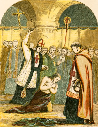 Henry II bičován kněžími v Canterbury od English School