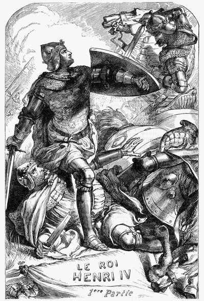 Jindřich IV. (Henry IV) – Ilustrace v „“ Works complete by William Shakespeare““ 1866 – Ilustrace a obecná forma tohoto vydání jsou vypůjčeny z Cassellova ilustrovaného Shakespeara, vydaného v Londýně od English School