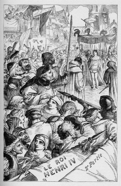 Jindřich IV. (Henry IV) – Ilustrace v „“ Works complete by William Shakespeare““ 1866 – Ilustrace a obecná forma tohoto vydání jsou vypůjčeny z Cassellova ilustrovaného Shakespeara, vydaného v Londýně od English School
