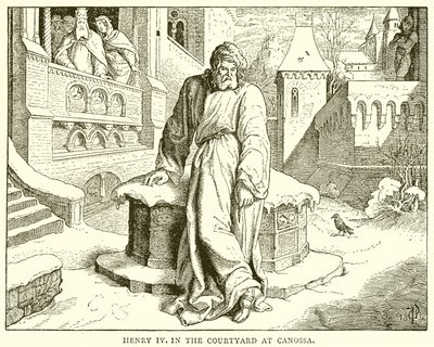 Jindřich IV na nádvoří v Canossa od English School