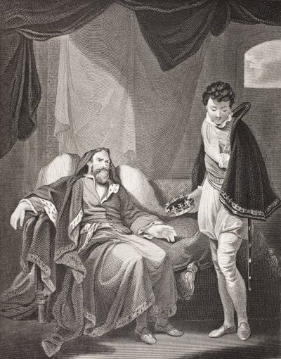 Henry IV kritizující prince Henryho, z „Galerie historických portrétů“, publikované kolem roku 1880 od English School