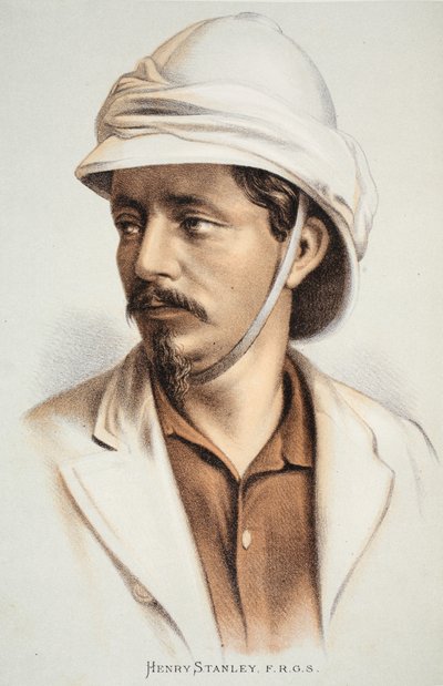 Henry Stanley FRGS, ilustrace z Obrazového vydání života a objevů Davida Livingstona od J. Ewinga Richieho, pub. od A. Fullarton & Co., 1876 od English School
