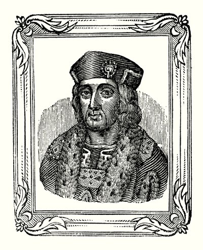 Jindřich VII se narodil v roce 1457, korunován v roce 1485 a zemřel v roce 1509 (rytina) od English School