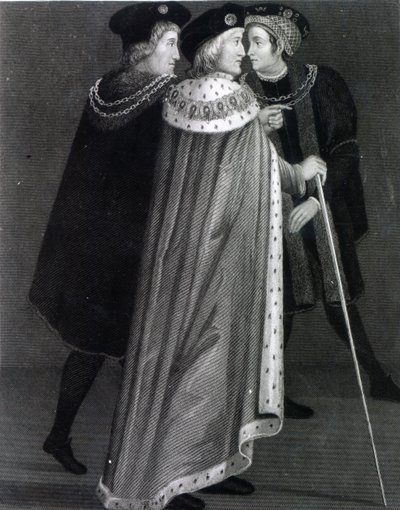 Jindřich VII. s Richardem Empsonem a sirem Edmundem Dudleym (rytina) od English School