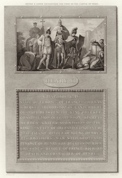 Henry a Lewis provádějí papeže na hrad Torci od English School