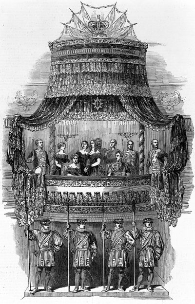Státní návštěva Jejího Veličenstva v Královské italské opeře, Covent Garden, 1848 od English School