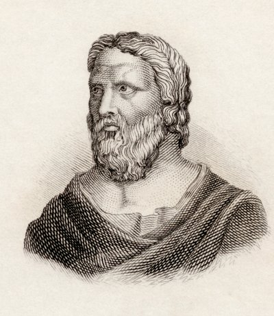 Hérakleitos z Efezu, z „Crabbes Historical Dictionary“, vydaného v roce 1825 od English School