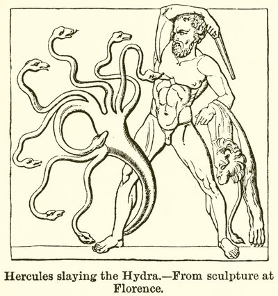 Hercules zabíjející Hydru od English School