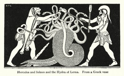 Herkules a Iolaos a hydra z Lerny (litho) od English School