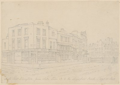High Street Islington, od White Lion Street, po Liverpool Road, 16. srpna 1843 od English School