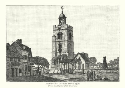 Kostel v Hillingdonu kolem roku 1740 (rytina) od English School
