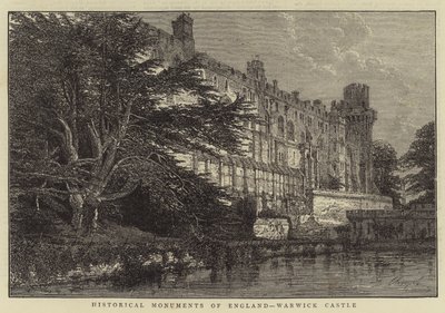 Historické památky Anglie, hrad Warwick (rytina) od English School