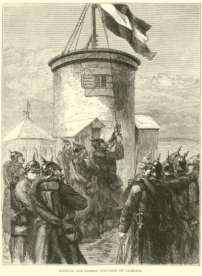 Vztyčení německého standardu na Valerien, březen 1871 od English School