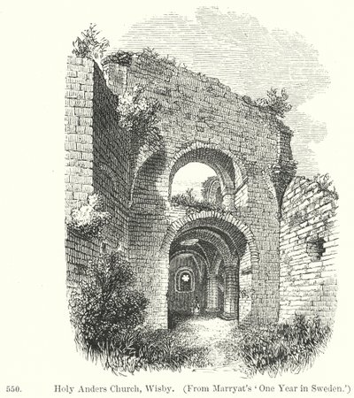 Kostel svatého Anderse, Wisby (rytina) od English School