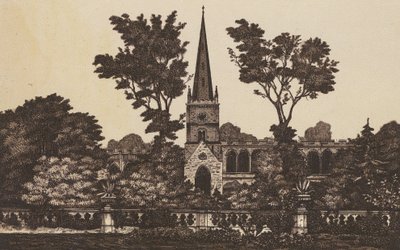 Kostel Nejsvětější Trojice, Stratford on Avon (litografie) od English School