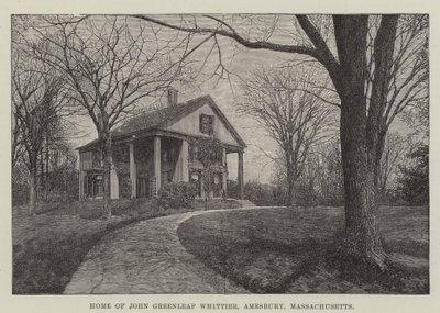 Dům Johna Greenleafa Whittiera, Amesbury, Massachusetts (rytina) od English School