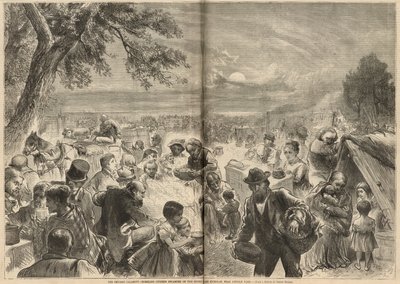 Občané bez domova se utábořili na břehu jezera Michigan nedaleko Lincolnova parku od English School