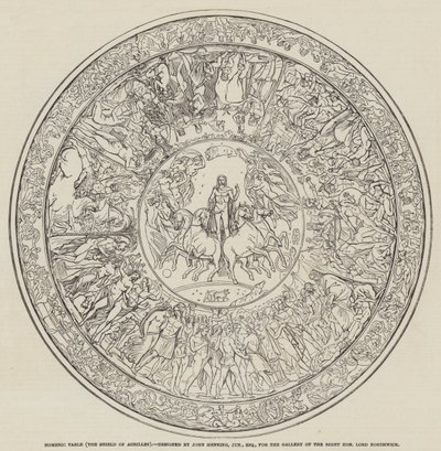 Homeric Table, the Shield of Achilles, navržený Johnem Henningem, Junior, Esquire (rytina) od English School