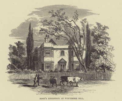 Hoodova rezidence ve Winchmore Hill (rytina) od English School