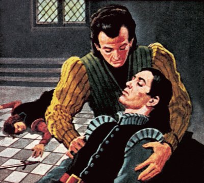 Horatio s umírajícím Hamletem od English School