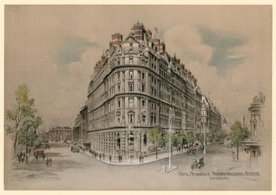 Hotel Metropole, Northumberland Avenue, Londýn (barevná litografie) od English School