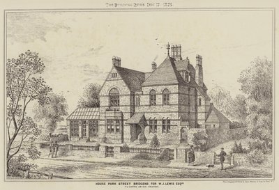 House Park Street Bridgend, pro W J Lewis Esquire (rytina) od English School