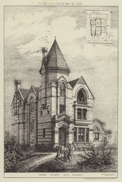 House Putney Hill, Surrey (rytina) od English School