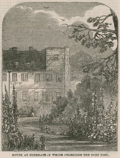 Dům v Highgate v Londýně, ve kterém zemřel básník Samuel Coleridge od English School