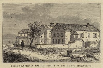 Dům obsazený maršálem Bazainem na Ile Sainte Marguerite (rytina) od English School