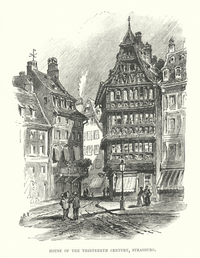 Dům třináctého století, Štrasburk (rytina) od English School