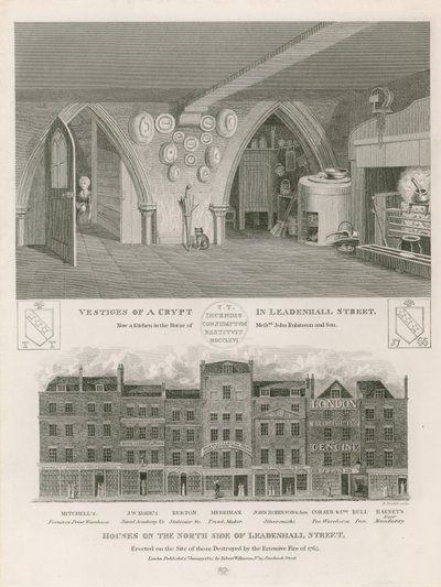 Domy na severní straně Leadenhall Street, postavené na místě domů zničených rozsáhlým požárem v roce 1765. od English School