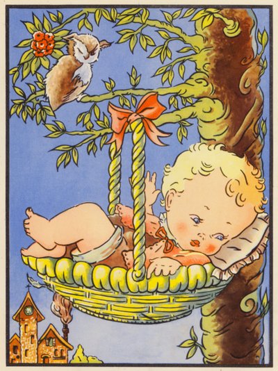 "Hush-a-Bye Baby on the tree top" (barevná litografie) od English School