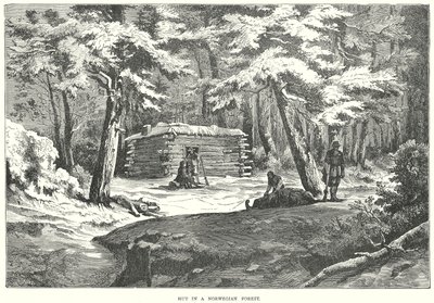 Chata v norském lese (rytina) od English School