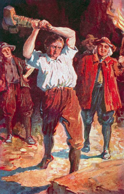 "Přinesl jsem těžký nástup" (barevná litografie) od English School
